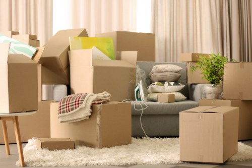 Boxes and wrapped furniture prepared for a local Earlscourt home removal